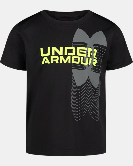 Little Boys' UA Split Logo Hybrid Short Sleeve, Black, pdpMainDesktop image number 0